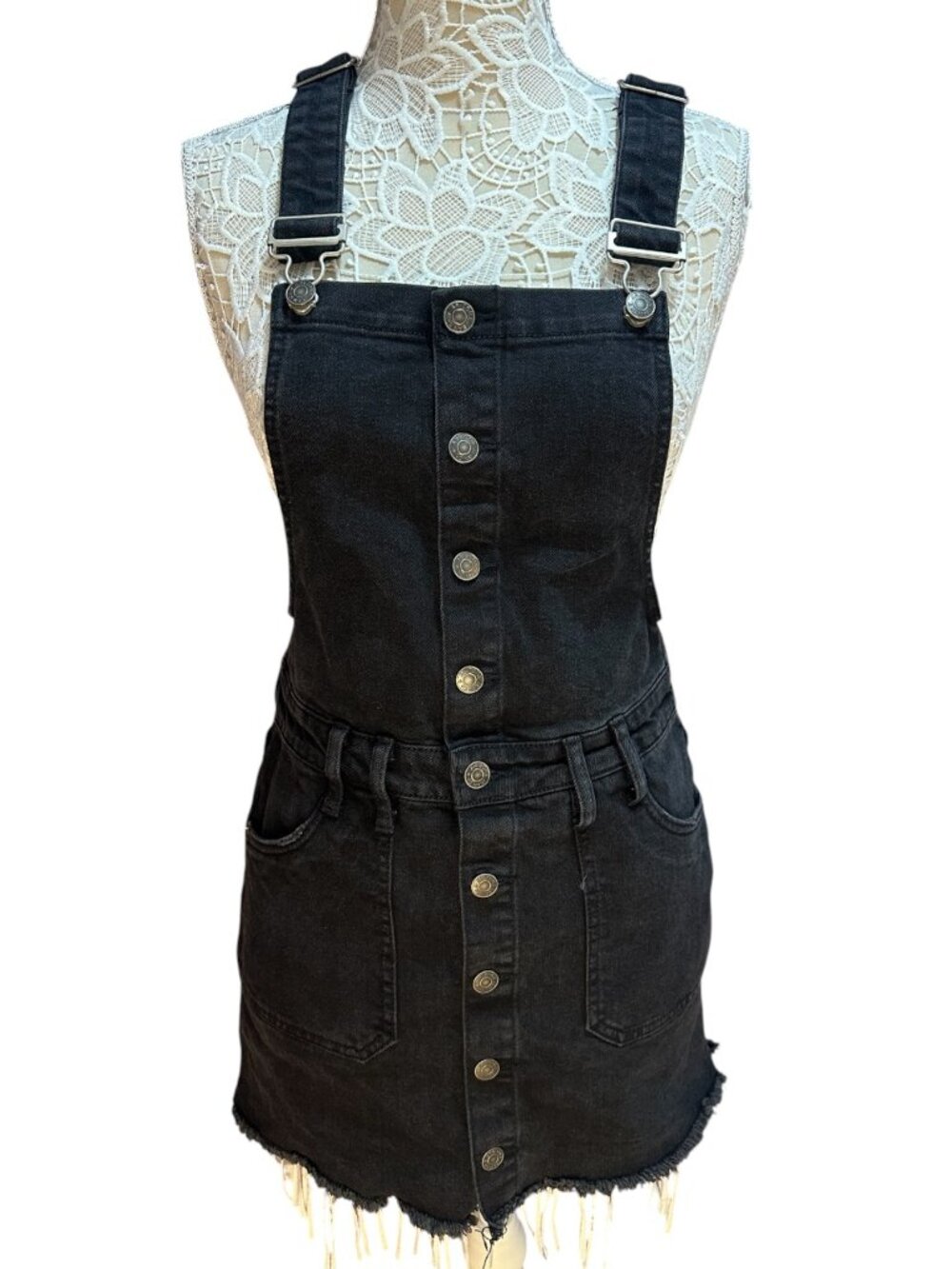 Vintage Y2K Arizona Jean Co Black Denim Overall Dress
